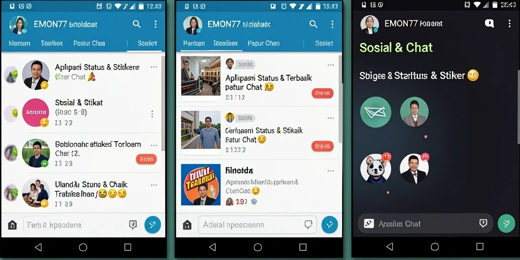 Screenshot utama EMON77 menampilkan beragam stiker lucu dan menarik.