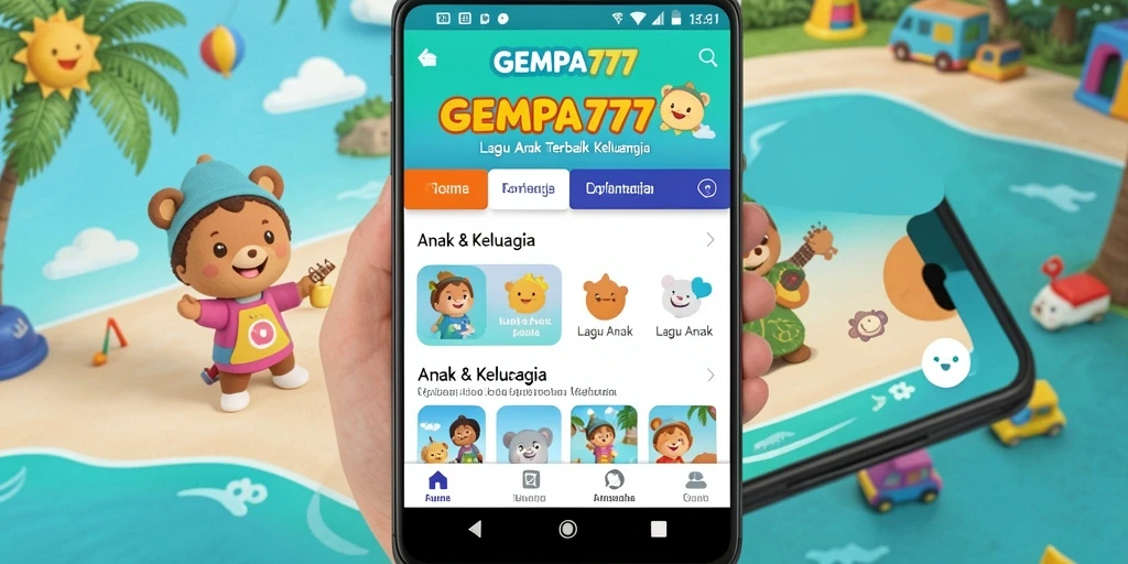 Tampilan antarmuka GEMPA777 yang ceria dan interaktif untuk lagu anak.