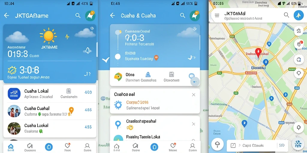 Antarmuka aplikasi JKTGAME yang menampilkan data cuaca lokal.