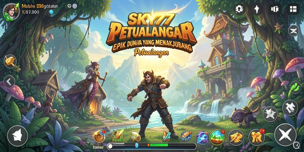 Tampilan antarmuka SKY77 dengan elemen Petualangan yang menarik.