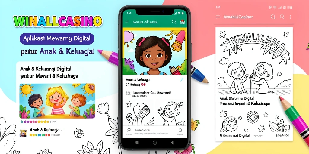 Antarmuka mewarnai digital yang menarik untuk anak-anak.